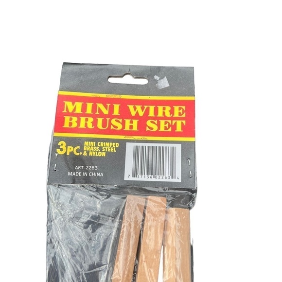 Mini Wire Brush Set 3 Piece Mini Crimped Brass Steel Nylon - Picture 5 of 5
